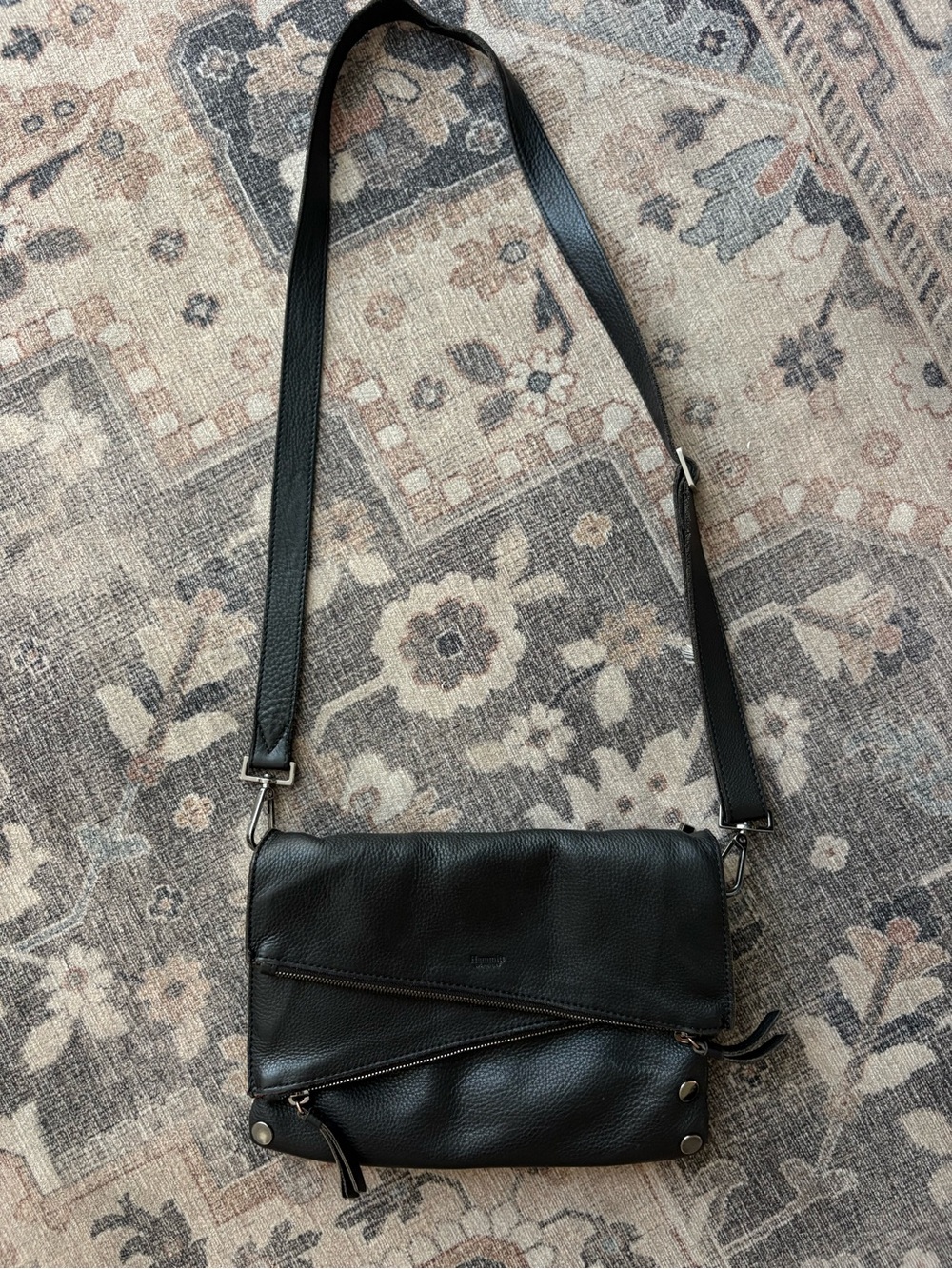 Hammitt Dillon black pebbled leather studded crossbody
